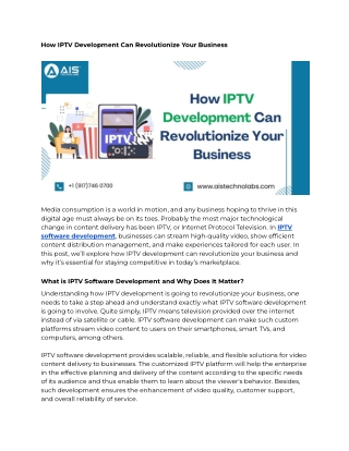 How IPTV Development Can Revolutionize Your Business
