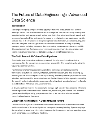 The Future of Data Engineering in Advanced Data Science