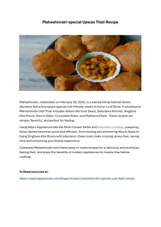 Mahashivratri special Upwas Thali Recipe