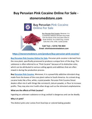 Buy Peruvian Pink Cocaine Online For Sale - stonersmedstore