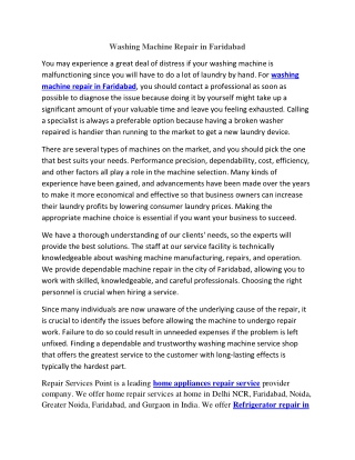 Washing Machine Repair in Faridabad