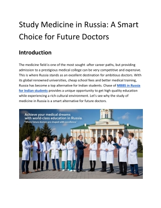 Study Medicine in Russia A Smart Choice for Future Doctors