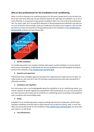 Why to hire professionals for the installation of air conditioning