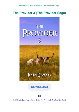READ Books The Provider 3 (The Provider Saga)