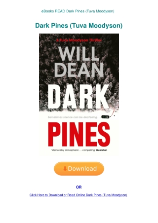 eBooks READ Dark Pines (Tuva Moodyson)