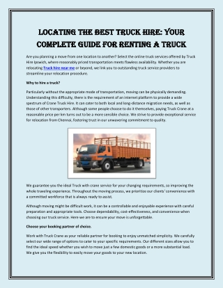 Locating the Best Truck Hire Your Complete Guide for Renting a Truck