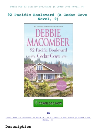 Books PDF 92 Pacific Boulevard (A Cedar Cove Novel  9)