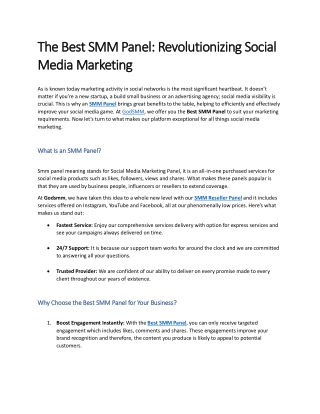 The Best SMM Panel : Revolutionizing Social Media Marketing - GodSMM