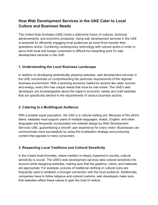 How Web Development Services in the UAE Cater to Local Culture and Business Need