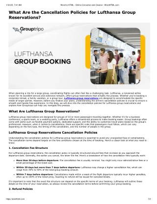What Are the Cancellation Policies for Lufthansa Group Reservations?