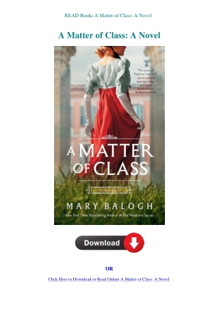 READ Books A Matter of Class A Novel