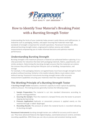 How to Identify Your Materials Breaking Point with a Bursting Strength Tester