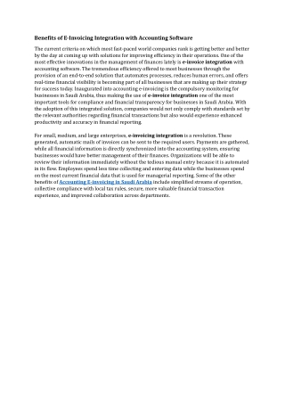 Benefits of E-Invoicing Integration with Accounting Software