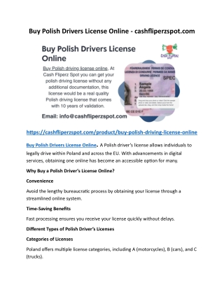 Buy Polish Drivers License Online - cashfliperzspot