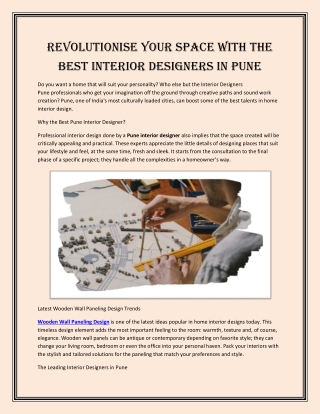 Revolutionise Your Space With the Best Interior Designers in Pune