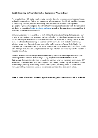 Best E-Invoicing Software for Global Businesses What to Know