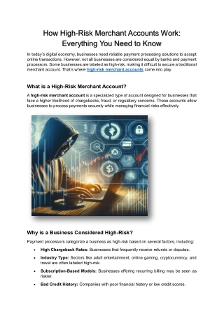 High-Risk Merchant Accounts