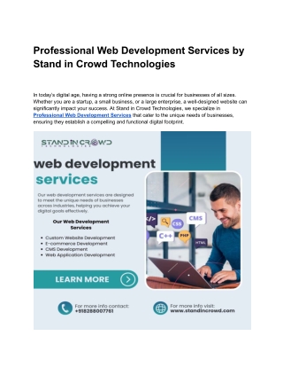 Professional Web Development Services by Stand in Crowd Technologies