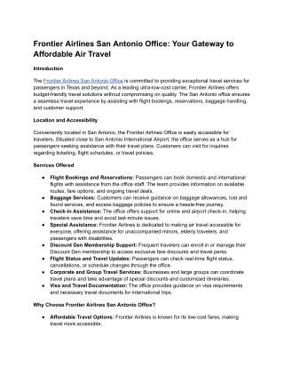 Frontier Airlines San Antonio Office