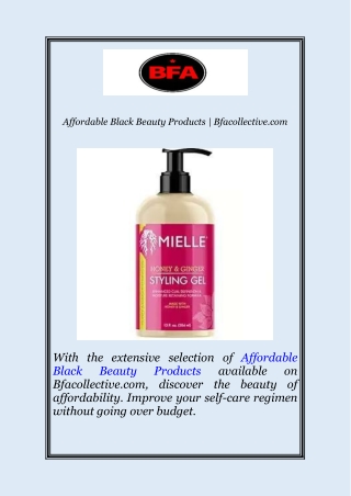 Affordable Black Beauty Products | Bfacollective.com