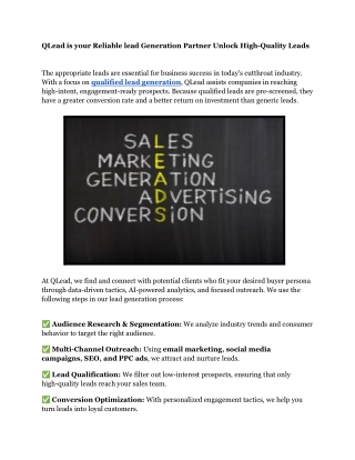 QLead is your Reliable lead Generation Partner Unlock High-Quality Leads