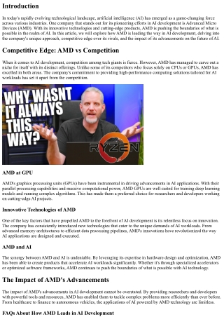 How AMD is Leading the Way in AI Development