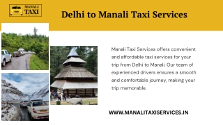 Delhi to Manali Taxi Services