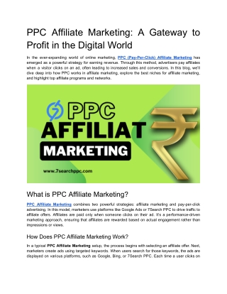 PPC Affiliate Marketing_ A Gateway to Profit in the Digital World
