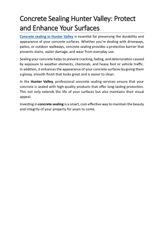 Concrete Sealing Hunter Valley