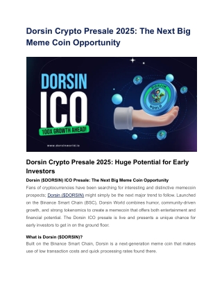Dorsin Crypto Presale 2025_ The Next Big Meme Coin Opportunity
