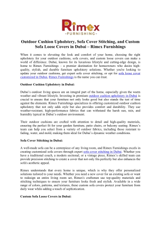 Perfect Sofa Cover Stitching Services in Dubai Await You