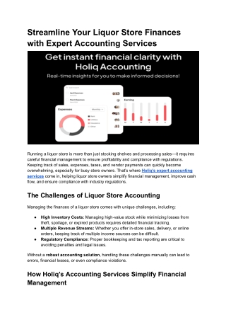 Streamline Your Liquor Store Finances with Expert Accounting Services