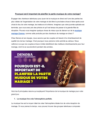 Pourquoi est-il important de planifier la partie musique de votre mariage?