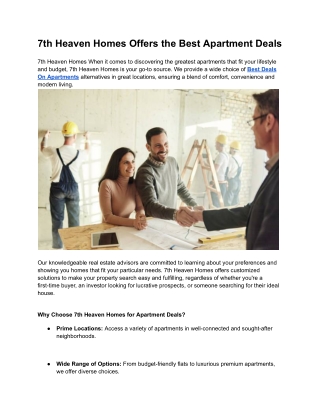 7th Heaven Homes Offers the Best Apartment Deals