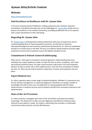 Find Excellence in Healthcare with Dr. Ayman Attia