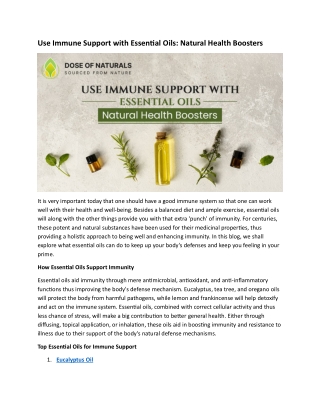 Use Immune Support with Essential Oils: Natural Health Boosters