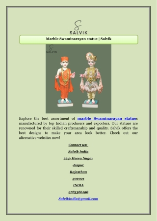 Marble Swaminarayan statue | Salvik
