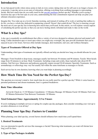 “How Much Time Do You Need for the Perfect Spa Day?”