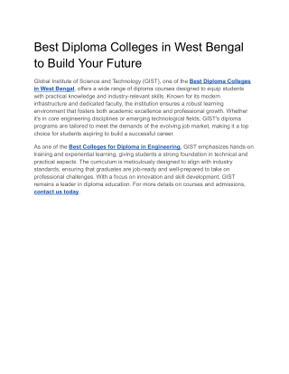 Best Diploma Colleges in West Bengal to Build Your Future