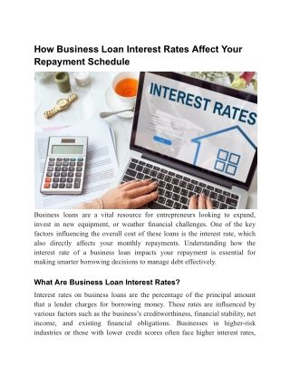 How Business Loan Interest Rates Affect Your Repayment Schedule