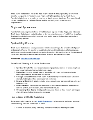 The Power and Benefits of 9 Mukhi Rudraksha