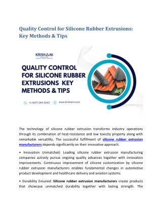 Quality Control for Silicone Rubber Extrusions Key Methods & Tips