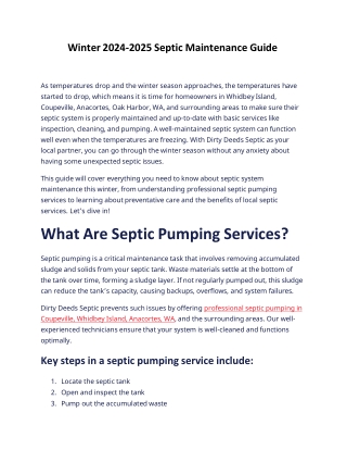 Winter 2024-2025 Septic Maintenance Guide