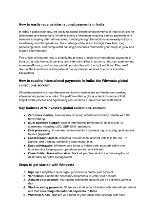 How to easily receive international payments in India