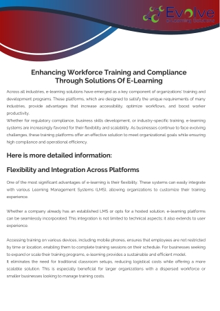 Enhancing Workforce Training and Compliance Through Solutions Of E-Learning