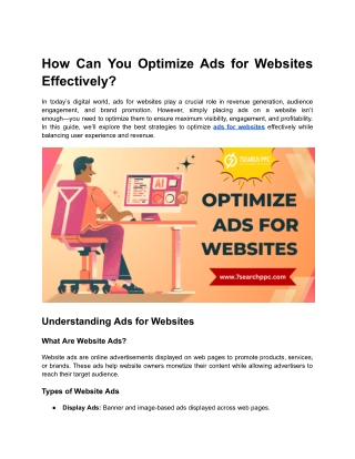 How Can You Optimize Ads for Websites Effectively