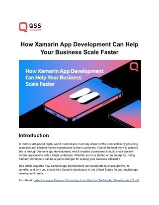 How Xamarin App Development Can Help Your Business Scale Faster