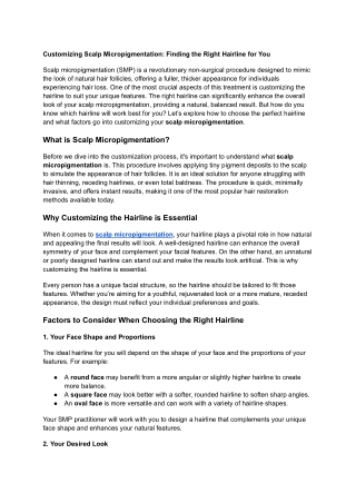 Customizing Scalp Micropigmentation_ Finding the Right Hairline for You