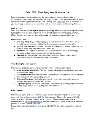 Odoo ERP_ Simplifying Your Business Life