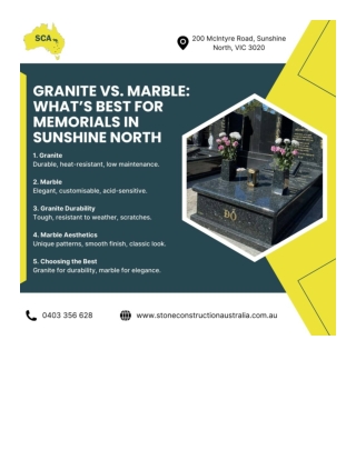 Marble and Granite for Construction in Sunshine North, Melbourne